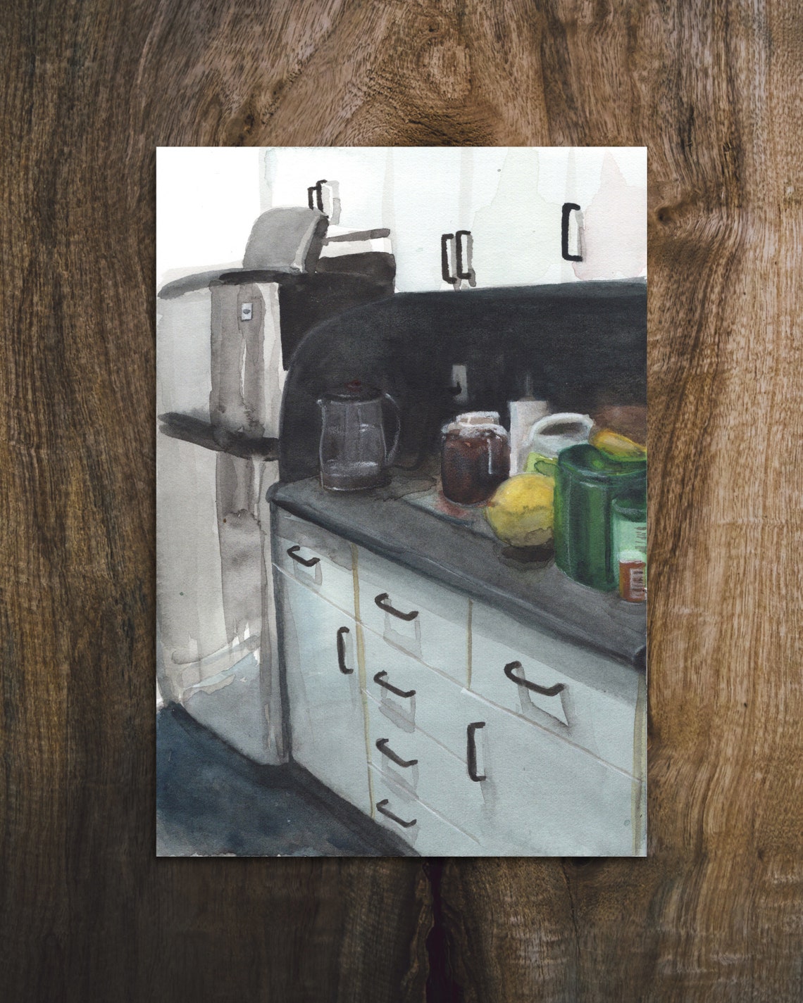 Watercolor Kitchen Painting Original Art on Paper Foodie Etsy