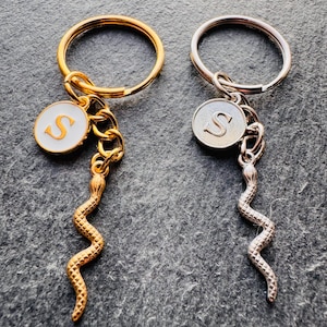 Snake Keyring Gift / Gold Snake Keychain / Silver Snake Gift / Stocking Filler / Reptile Gift
