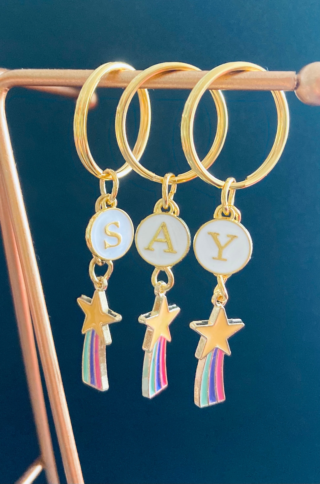 Shooting Star Keyrings / Initialled Keyring / Personalised Keychain / Shooting Star Gift Etsy