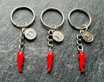 Chilli Keyring Red Chilli Keychain Green Chilli  Jalapeño Keyring Spicy Keyring Quirky Keyring Gift for Him Gift for Her