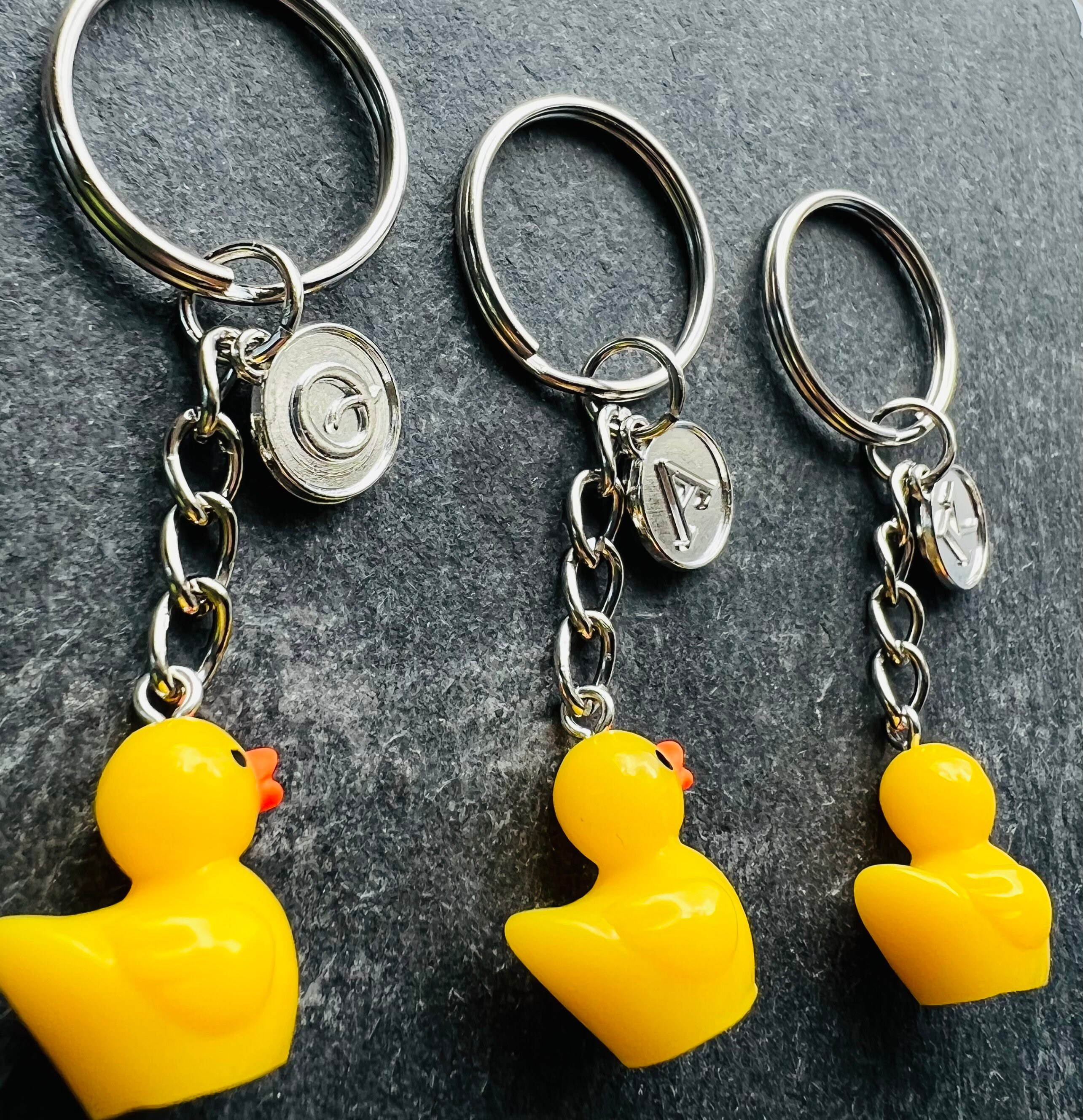Yellow Duck Keyring / Duck Initialled Keychain / Ducks Gift for Her ...