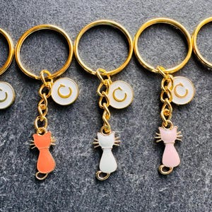 Cat Keyring  / Initialled Keychain / Cat Gift / Personalised Keyring