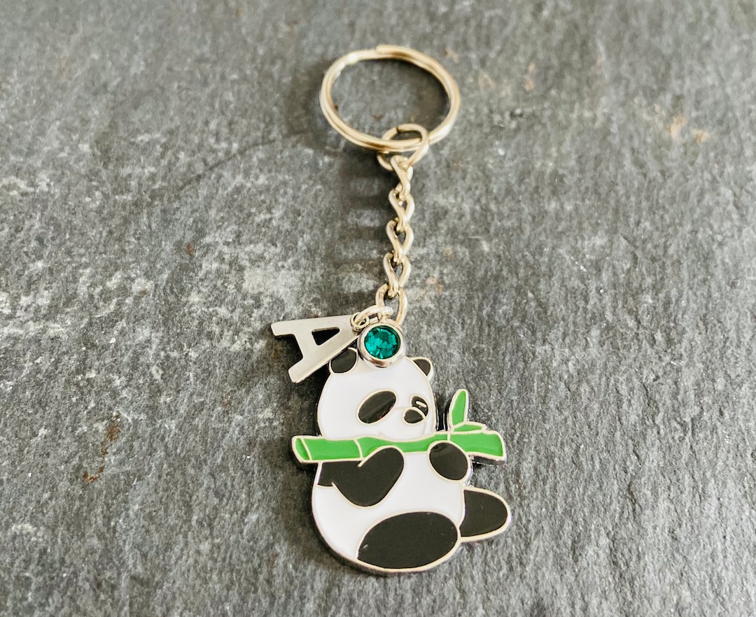 Panda Keychain Keyring / Initialled Keychain / Birthstone Keyring ...