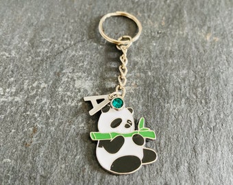 Panda Keychain Keyring / Initialled Keychain / Birthstone Keyring / Personalised Gift