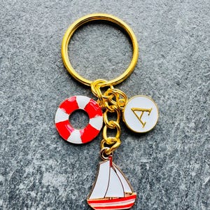 Sailing Boat Keyring: Personalized Initial, Nautical Gift