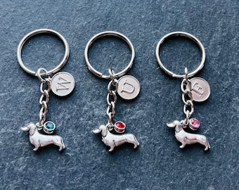 Dachshund Dog Lover Red  Enamel 5 Charm Key Chain By Little Gifts NWT 