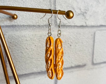 French Baguette Earrings / Baguette Jewellery / Silver Plated Earrings / Imitation Food Earrings