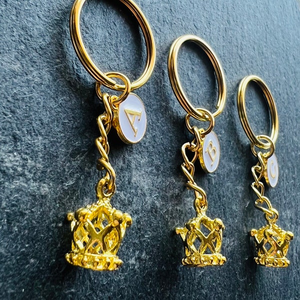 Gold Crown Keyring / Personalised Queen Keyring / Royal Crown Keychain