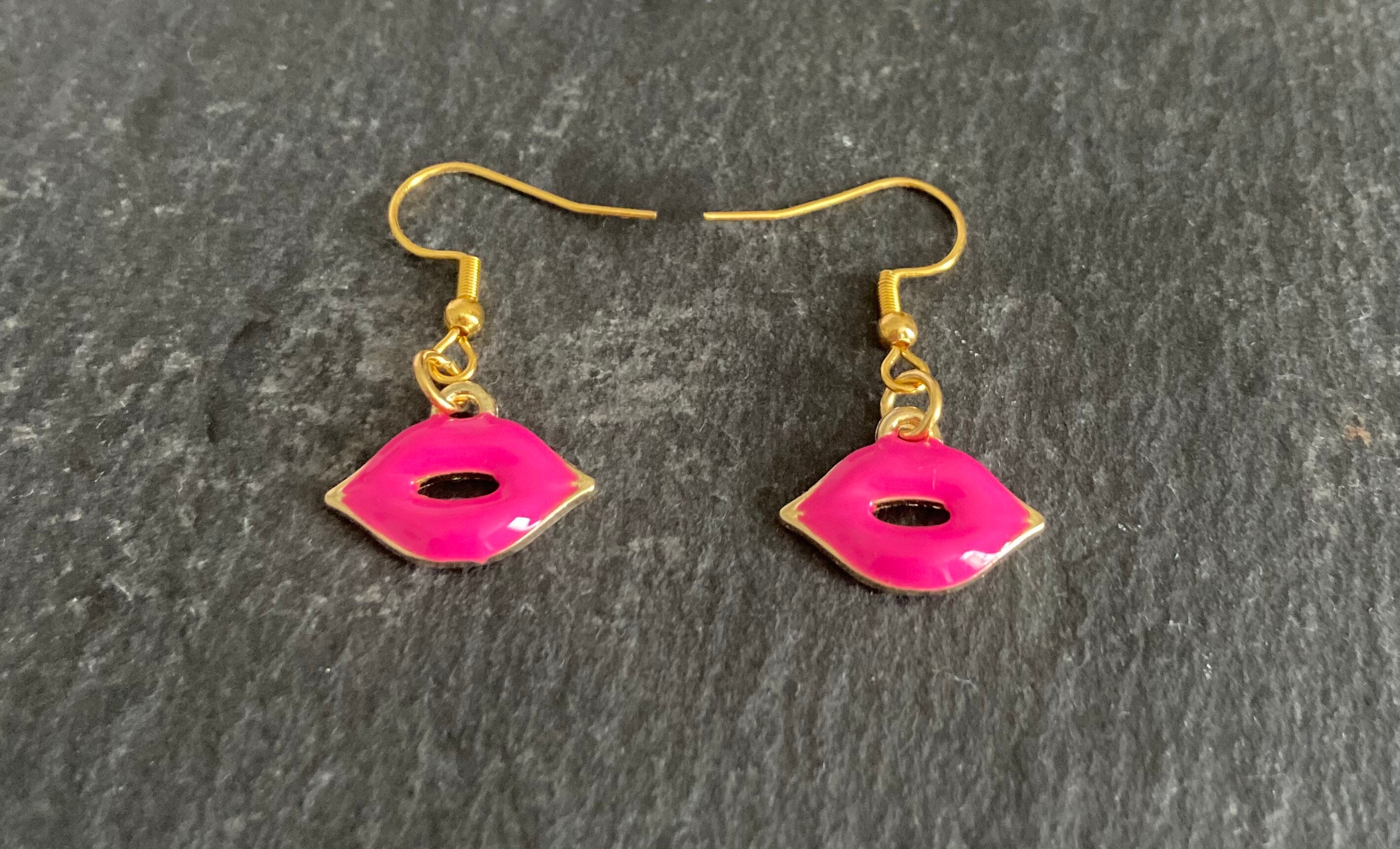 Pink Lips Earrings UK / Lip Shape Earrings / Pink Lips Etsy