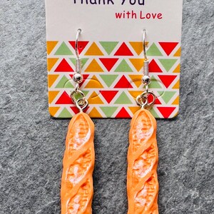 French Baguette Earrings / Baguette Jewellery / Silver Plated Earrings / Imitation Food Earrings image 2