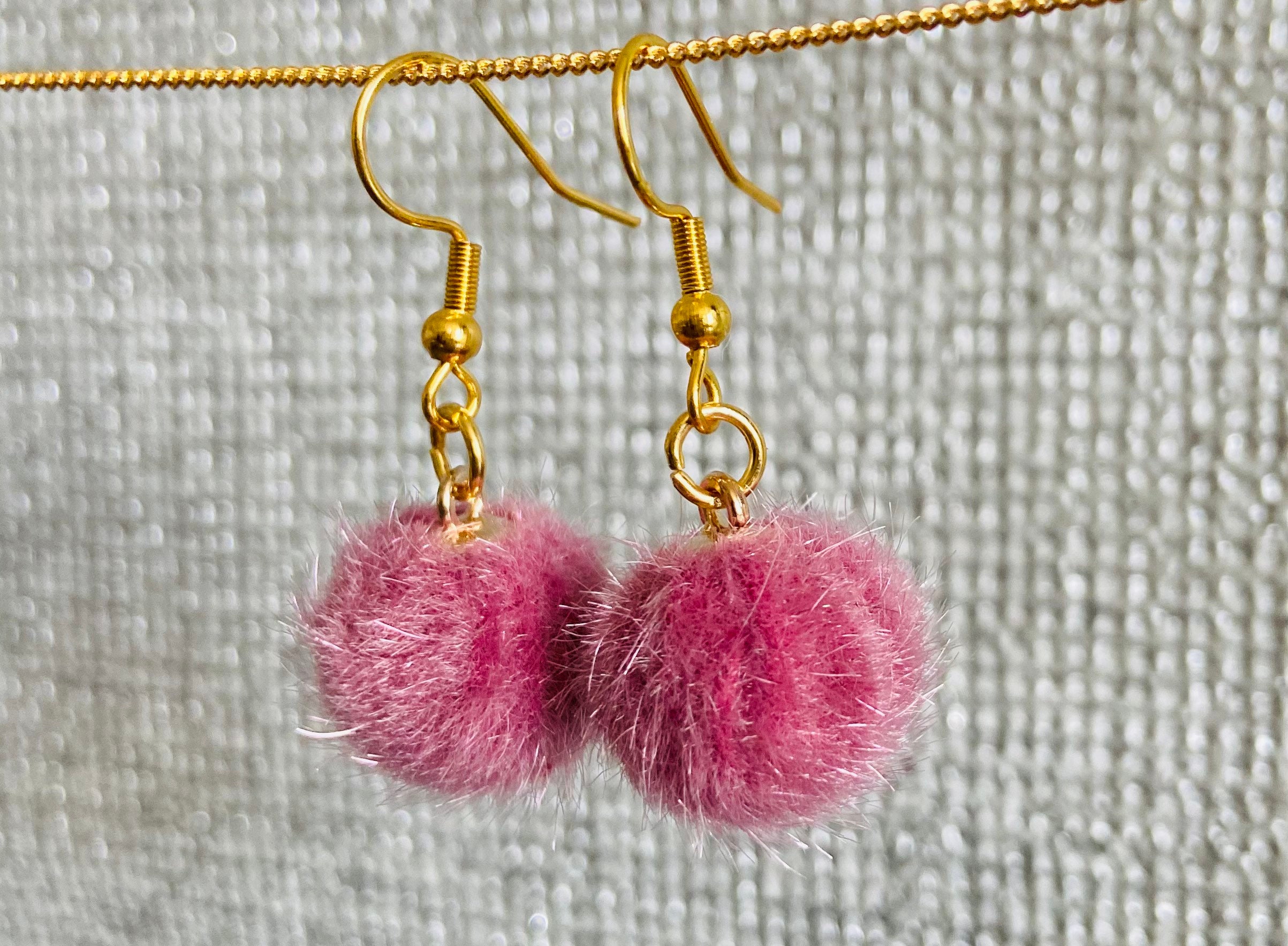 Pom Pom Earrings UK / Boho Pom Pom Earrings / Gold Plated Etsy UK