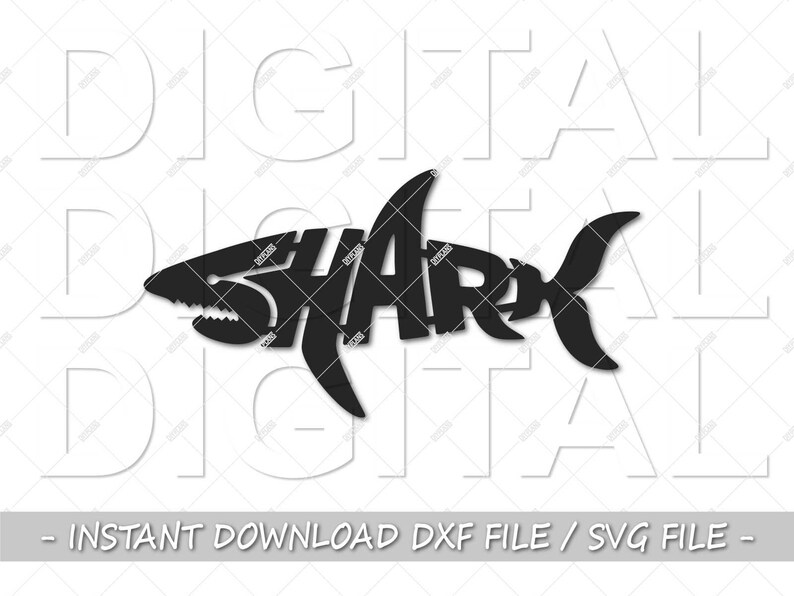 Shark DXF File CNC Plasma Laser SVG File Cuttable Stencil ...
