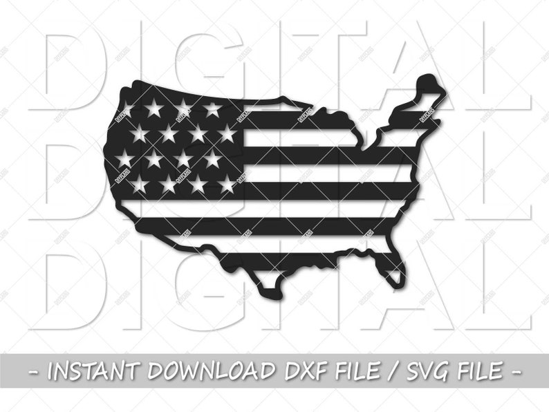 Usa Flag Map DXF CNC Plasma Laser SVG Cricut Silhouette | Etsy
