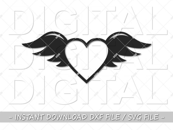 Winged Heart Dxf Cnc Plasma Laser Svg Cricut Silhouette Etsy