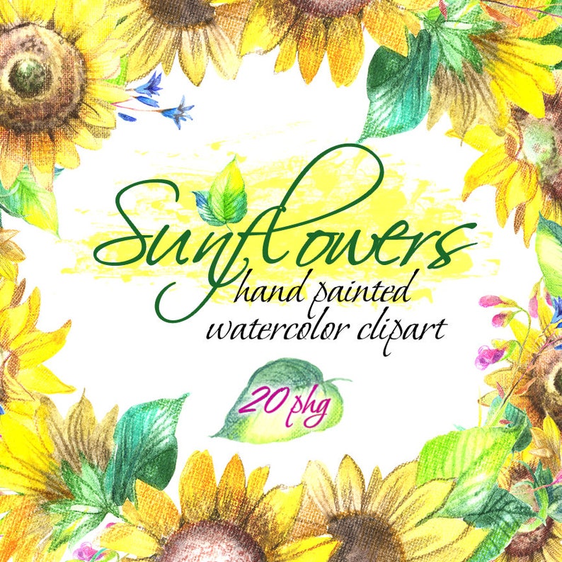 Watercolor Sunflower Clipart Wedding Bouquet Bridal Shower Etsy