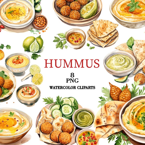 Hummus watercolor clipart png, Hummus recipe, Falafel, Legume, drawing Illustration Arabic cuisine dish Chickpeas puree Menu recipe Cookbook