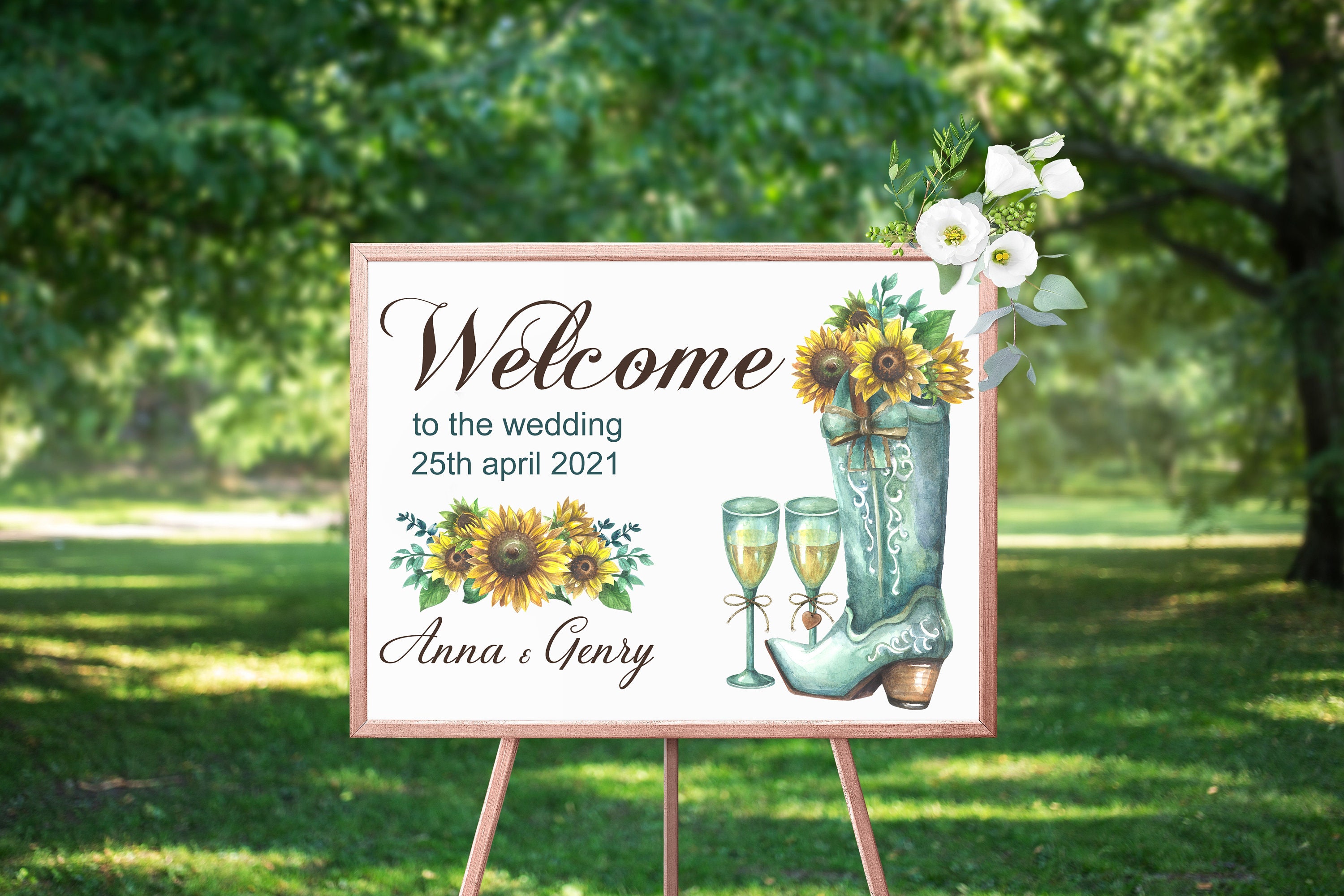 Sunflower Wedding Clipart Watercolor Png Wedding Car Etsy