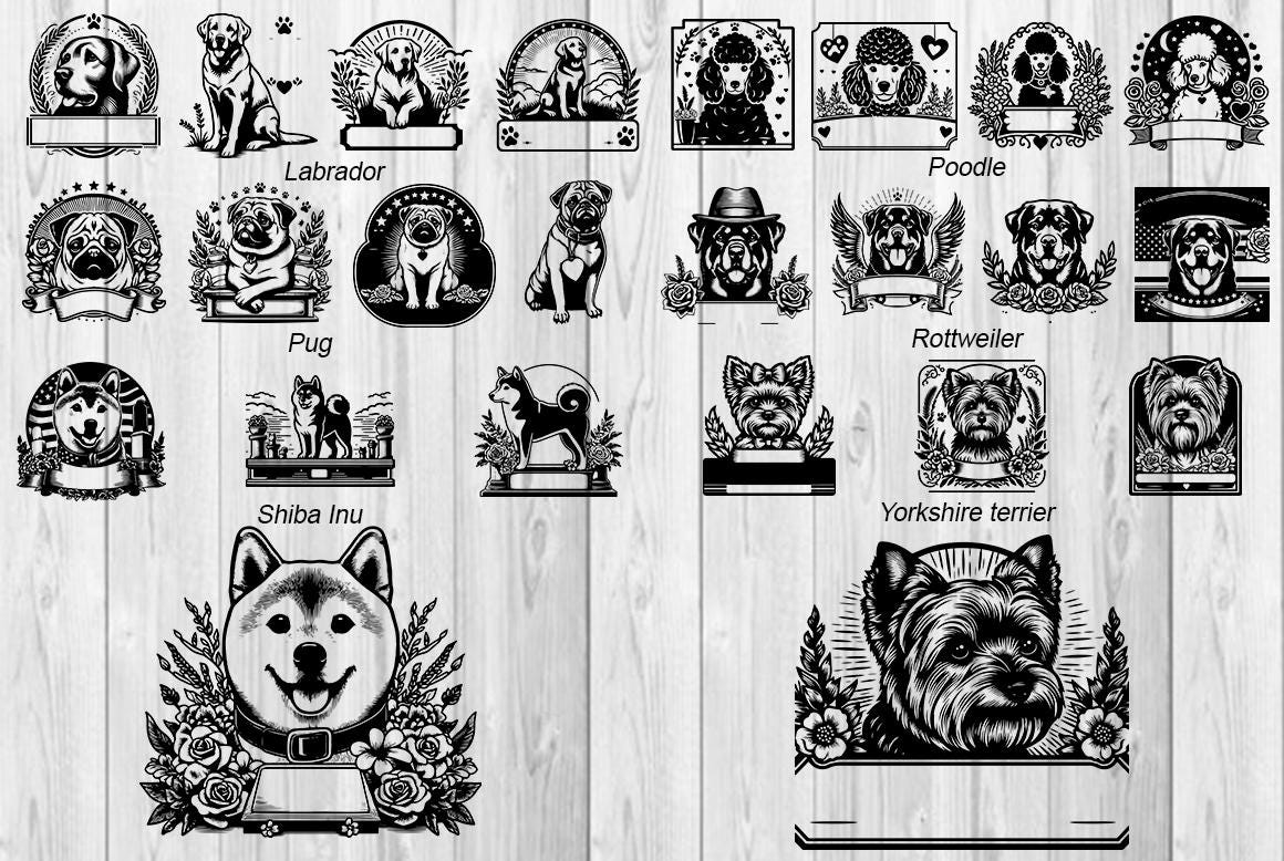 Dog Breeds SVG Bundle: Silhouette Vector Graphics (commercial Use) - Etsy