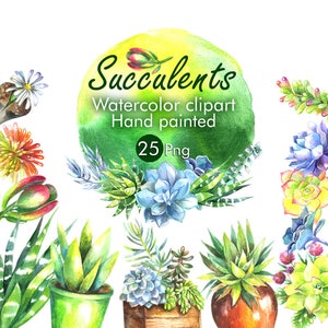 Watercolor Succulents Clipart Watercolor plants Cactus digital clipart Wedding clipart Wedding succulents Boho flowers png Succulents wreath