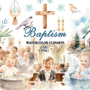 Clipart de aquarela de batismo png, clipart de Páscoa, cruz, cristão, vegetação, menino de batismo, menina, rústico, batismo de bebê recém-nascido católico, igreja
