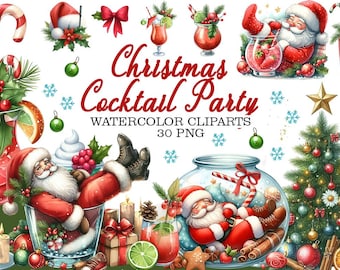 Christmas Cocktail Party watercolor clipart png