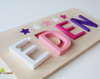 Wooden Name Puzzle - Baby Gifts - Educational Toy - 1st Birthday Gift - Baptism Gift for Girl - Baby Girl Gift Personalized