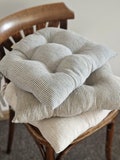 U-Shape Striped Linen Chair Cushion with Ties