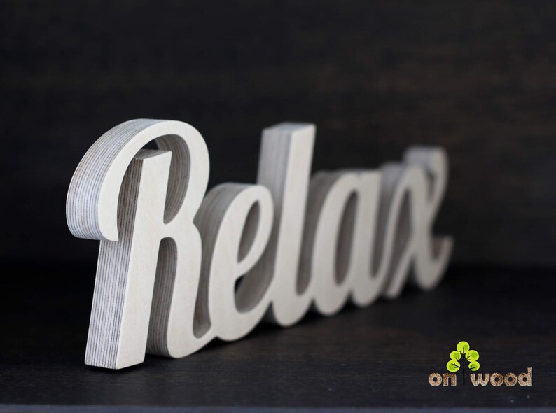 Wooden Relax Sign Free Standing Letters for Bathroom or Spa Etsy