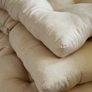 Linen Window Seat Cushion - Striped Linen Bench Cushion with Ties - Stylish Comfort for Your Home