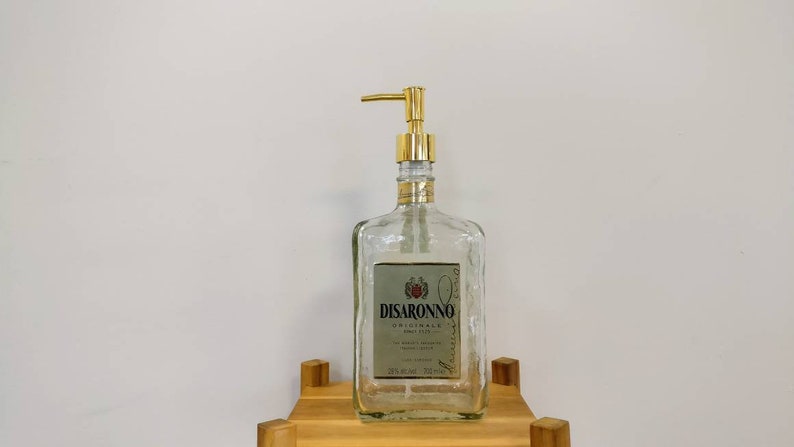 Upcycled Gift Disaronno Liquer Bottle Soap Dispenser