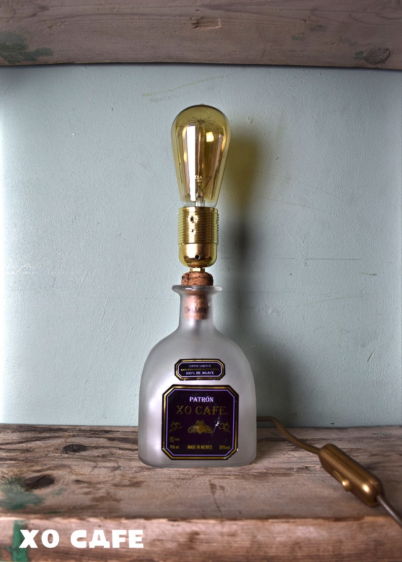 Gift UK RARE Upcycled Patron Tequila Bottle Table Lamp different options available