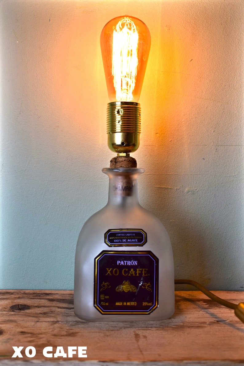 Gift UK RARE Upcycled Patron Tequila Bottle Table Lamp different options available