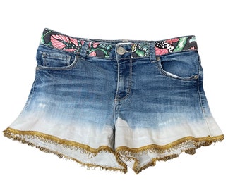 Upcycled denim shorts/eco-vriendelijke mode/hippie shorts