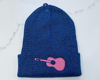 Melody Beanie/ Embroidered Beanie/Guitar Beanie/ Winter Hat