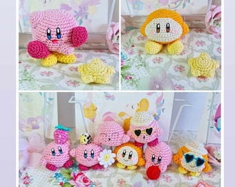 Kirby, waddle dee et mini Kirby : kirby fraise, kirby daisy, somnolent kirby, waddle dee, kirby vacances au crochet amigurumi fait sur commande