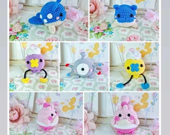 Spheal, drifloon, magnétite ou poupée pokemon au crochet heureux amigurumi FAIT SUR COMMANDE