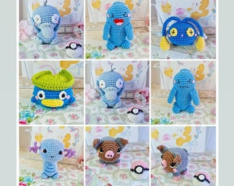 Psyduck brillant, wobbuffet, chinchou, lotad, wooper ou lechonk crochet pokemon poupée amigurumi FAIT SUR COMMANDE