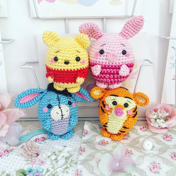 Winnie the pooh, Piglet, Eeyore or Tigger crochet disney amigurumi doll plush ufufy MADE TO ORDER