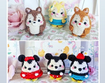Clarice, Chip or Dale, Minnie mouse and mickey mouse crochet disney amigurumi doll plush ufufy MADE TO ORDER