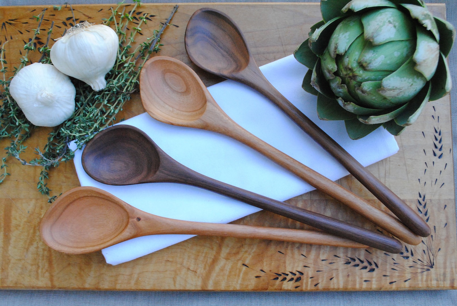 Angled Wooden Spoon 12 Inch - Walnut - left hand