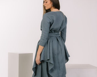Grey Linen Coat Women, Linen Cardigan, Linen Summer Cardigan, Linen Maxi Vest, Women Linen Clothing, PlusSizeClothing/4 Sleeve Linen Vest