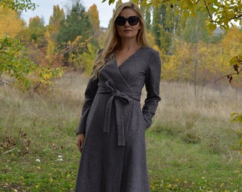 grey wool dress