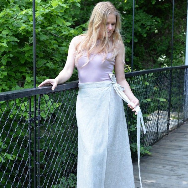 Natural linen wrap skirt - Tiramisu