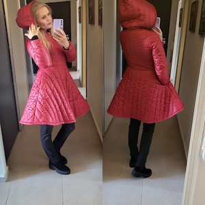 Puffer Coat With Hood, Red Puffer Jacket For Women, Plus Size Puffer Coat, Midi Puffer Jacket, Winter Coat Puffer, Long Puffer Coat