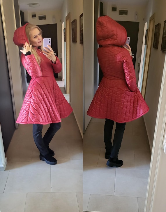Doudoune D'hiver Rouge Pour Femme - Taille 42, Top Secret, Capuche, Légère, Neuve Avec étiquettes