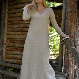 Beige Long Dress • Maxi Linen Dress • Relaxed Dress • Plus Size Dress • Linen Sundress • Summer Dress Linen • Linen Abaya