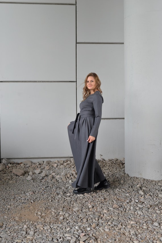 winter dress with pockets POPYOUNG Plus Size Maxi Dress for Womens Casual Fall Dresses Long Sleeves Winter Long Dress with Pockets XL, Black at Amazon Women's Clothing store