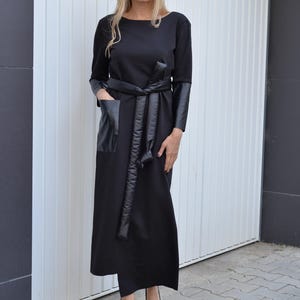Faux Leather Dress • Black Maxi Dress • Asymmetric Dress • Evening Dress • Plus Size Clothing • Halloween Party Dress