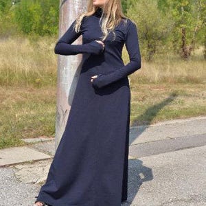 Turtleneck Maxi Dress Black, Winter Maxi Dress, Gothic Maxi Dress, Plus Size Maxi Dress, Sweater Dresses, Long Sleeves Dress