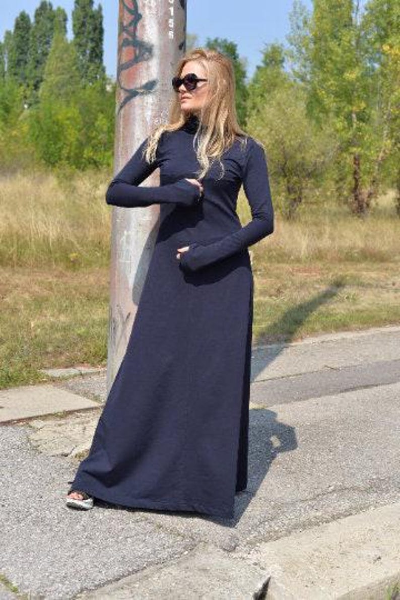 Turtleneck Maxi Dress Black, Winter Maxi Dress, Gothic Maxi Dress, Plus Size Maxi Dress, Sweater Dresses, Long Sleeves Dress